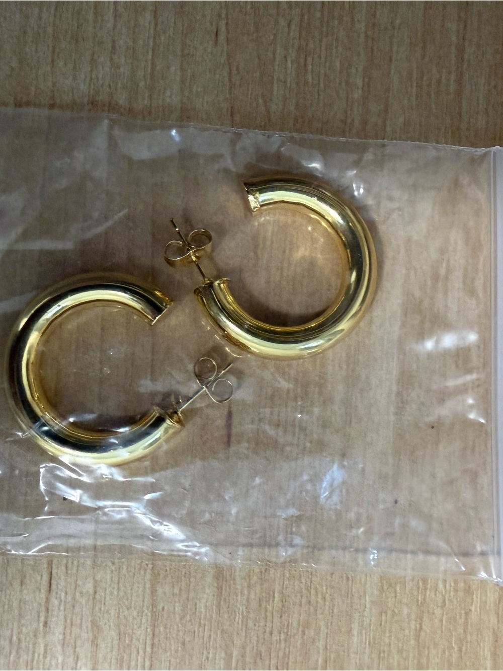 Gold Hoop Stud Earrings - Classic Chunky Half-Hoop